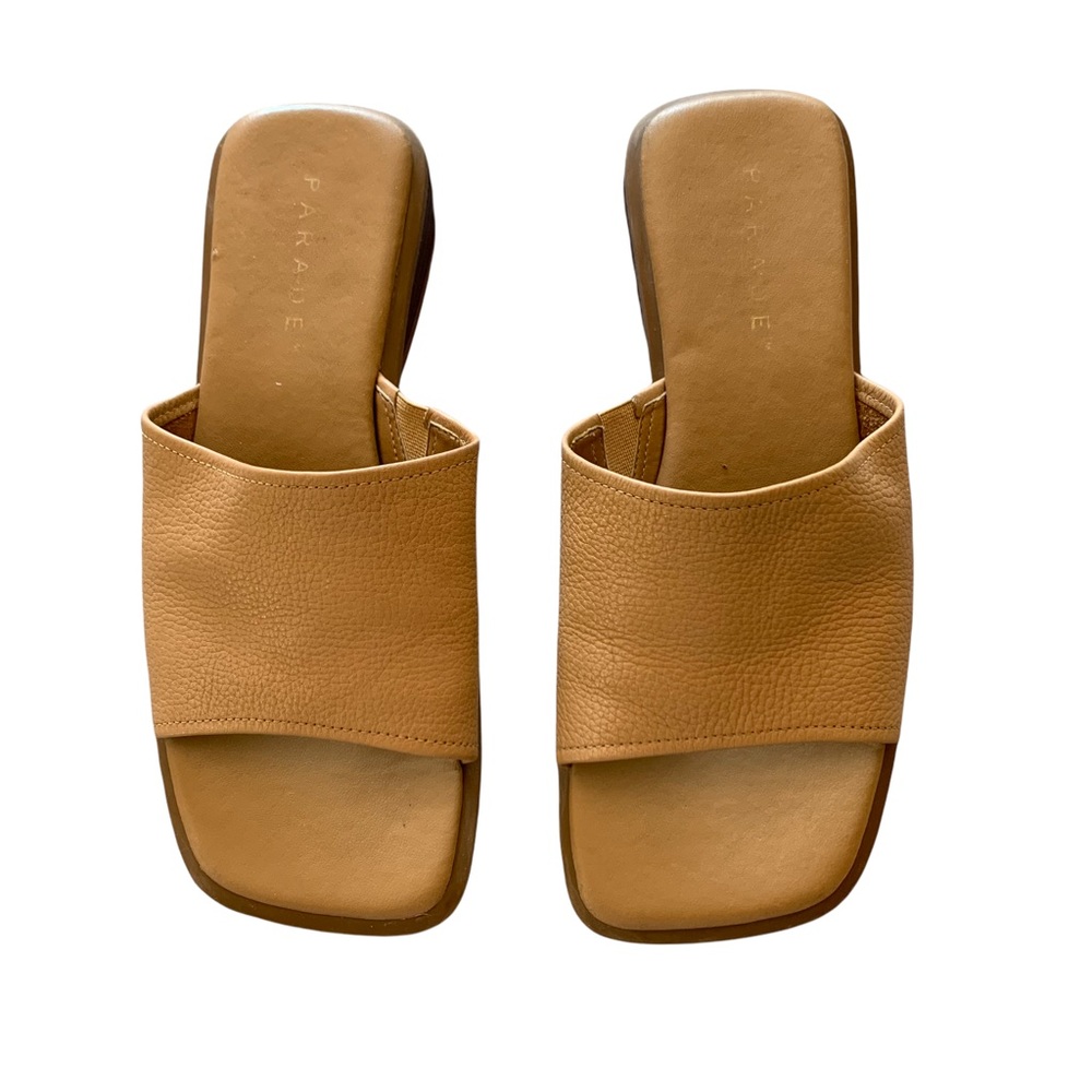 Women’s Tan Slide Sandals - Smooth Leather Upper